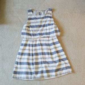 Striped A-line open back dress